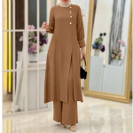 Ramadan Women Eid moslem, kaheosaline komplekt, l&otilde;hestatud pluus, p&uuml;ksid Musulman, n&ouml;&ouml;biga s&auml;rk, p&uuml;ksid, sobivad komplektid XL must