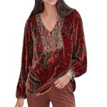 Naiste T-s&auml;rk Vintage Printiga T&auml;navar&otilde;ivad Kevad-S&uuml;gis Relaxed Fit Velvet T-s&auml;rk Naiste riided M