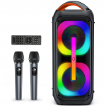 Bluetooth-k&otilde;lar kahe 60W 6,5-tollise bassik&otilde;lariga, PA-s&uuml;steem kahe juhtmevaba mikrofoniga, TWS-stereoheli, 400W tippv&otilde;imsusega karaokemasin