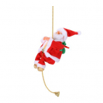 Climbing Santa with Music Animated Electric Climbing Santa Claus on Rope Novelty Christmas Tree Ornament for Holiday Fireplace Home Decor 2pcs