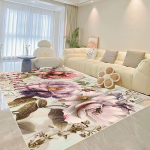Elutoa kaunistus Lillevaibad Kaasaegne kodu Kerge luksusvaip Salong Diivani k&otilde;rval Pehme p&otilde;randamatt Magamistuba Voodi k&otilde;rval Suur vaip 60x90cm beige