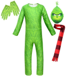 Kuidas Grinch J&otilde;ulud Varastas Laste Kombinesoon Cosplay Kost&uuml;&uuml;m Set,140cm green