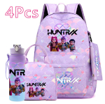 4 tk/komplekt K-POP tr&uuml;kitud seljakott Suure mahutavusega koolikott K&auml;ekott Kott 750 ml veepudeliga Poiss T&uuml;druk Koolikott veekindel Reiskott Mochila pink