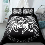 Viiking Keltide Tekikoti Komplekt Skandinaavia Kultuur Yggdrasil Fenrir Voodipesu Komplekt Muistne M&uuml;toloogia Religioon Tekikate Kuningas T&auml;is AU Single 140x210cm gray