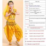 Laste India ja Xinjiangi rahvatantsukost&uuml;&uuml;m - Tantsuetenduse riietus t&uuml;drukutele XL (Height 131-140cm)