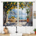 2 tk Sidrunipuud mere &auml;&auml;res prindiga kardinad, sobivad magamistoa, elutoa, k&ouml;&ouml;gi kaunistamiseks, kodu kaunistamiseks, akna kaunistuseks 14Wx39L(35x100CM)x2&Rod Pocket white