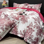 Luksuslik Voodipesukomplekt Pehme Siidine Looduslik Eukal&uuml;ptikiud Lyocell Voodipesukomplekt Metsaprindiga Tekikoti Komplekt Linalaud Padjap&uuml;&uuml;rid 150x200cm Bed 4pcs punane