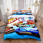 Tekikott Padjap&uuml;&uuml;r Voodipesukomplekt T&auml;iskasvanud Poiss T&uuml;druk Magamistoa Kaunistus Laste Kingitus &Uuml;heinimese Kaheinimese Suur Suurus Kuum W-Wheels Autod AU Single 140x210cm