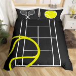 Tennise Voodipesu Komplekt T&auml;issuurus Sporditeema Tekikott Tennisearmastaja Tekikott Pallim&auml;ngud Kollane Must Valge Tekikate EU Single(135x200cm)
