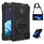 Samsung Galaxy Tab active 3 T570 / T575 8.0 jaoks P&otilde;rutuskindel V&auml;rviline Silikoon + PC Kaitse&uuml;mbris Hoidiku ja &Otilde;larihma ja K&auml;epaelaga For Samsung Galaxy Tab active 3 T570 / T575 8.0 must