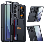 Samsung Galaxy Z Fold 7 &uuml;mbris RFID-rahakott kaardihoidjaga [Jalutusjalg][Kaamera kate] P&otilde;rutuskindel silikoonist kaitse&uuml;mbris telefonile - &Scaron;ampanja must