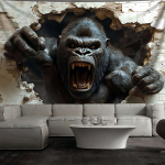 1 tk 3D d&uuml;naamiline gorillaseina l&otilde;hkemise efektiga tr&uuml;kitud seinavaip elutuppa, magamistuppa, kontorisse, kodupeo kaunistuseks EU Single(135*200cm)3pcs
