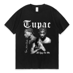 R&auml;ppar Tupac 2pac Graafiline T-s&auml;rk Moodne K&otilde;rge Kvaliteediga L&uuml;hikeste Varrukatega T-s&auml;rgid &Uuml;lem&otilde;&otilde;duline Hip Hop Streetwear Meeste Puuvillane T-s&auml;rk S must