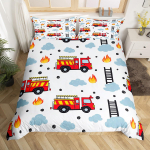 Tulet&otilde;rjeauto Voodipesukomplekt P&otilde;levad Leegid Tekikate Lastele Tulet&otilde;rjeauto Tekikate Punane Veoauto Tekikate 2 Padjapuuriga AU Single(140*210cm)3pcs