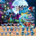 Stitchi advendikalendri karp Lilo Stitchi pime karp 24 p&auml;eva mudel Anime figuur Countdown kalendri kaunistus J&otilde;ulukingid Silicone version blue