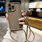 Ristkeha reguleeritava rihmaga k&ouml;is Pehme &uuml;mbris iPhone 16 15 Pro Max 14 13 12 11 X XR XS 8 Plus jaoks P&otilde;rutuskindel silikoonkate iPhone 13 Pro gray