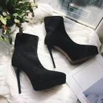 S&uuml;gis/Talv Stilett Stretch Saapad Terava Ninaga Platvorm Suede Slean Seksikas Temperament Saapad Mugav Pehme Tald Libisemisvastane Disain Moodne Stiil Dail 35