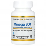 California Gold Nutrition, Omega 800 &Uuml;likontsentreeritud Omega-3 Kala&otilde;li, kd-pur trigl&uuml;tseriidide vormis, 1000 mg, 30 kalaželatiinist pehmet kapslit