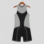 INCERUN Meeste &uuml;hes t&uuml;kis varrukateta kehakost&uuml;&uuml;m Mehelik &otilde;mblus Fitness-trikoo Kombinesoon Pyjama 2XL must