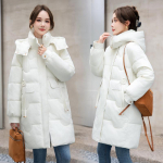 Mugav ja moodne Korea stiilis pluss suuruses kapuutsiga pikk puuvillane mantel suurte taskutega 3XL must