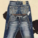RogueWave Ameerika Retro L&otilde;dvad Teksap&uuml;ksid Naistele Y2k Vintage Taskuga Tikitud Sinised Denim P&uuml;ksid S