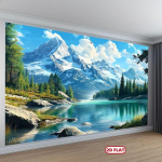 2D Metsaj&auml;rve seinavaip, Lumine m&auml;gi ja Roheline m&auml;nd kodukaunistuseks 70.9x43.3inch/180*110cm blue
