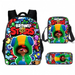 Brawl Stars Seljakotikomplekt 3-osaline 45x30x12cm Mitmev&auml;rviline &Otilde;pilase Koolikott M&auml;ngukaup