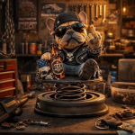 Bikeri Prantsuse Buldogi Auto Armatuurlaua Kaunistus, V&auml;riseva Vedruga Buldogi Kuju, Retro Mootorratta Stiilis Vaikne Kaunistus Auto Kodu Kingituseks