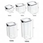 Suletud purgid K&ouml;&ouml;gi teravilja hoiukorraldaja Suur mahuti Plastik Niiskuskindel hoiukarp Majapidamismaitseainete purkide komplekt 460ML&1pc must