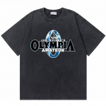 Pestud Vintage Olympia Skelett Fitness Mehed Naised J&otilde;usaalid Puuvillane T-s&auml;rk Meeste Vabaaja &Uuml;hekaelusega &Uuml;lesuurusega T-s&auml;rk Meeste Streetwear S
