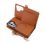 Rahakotiga &uuml;mbris Samsung Galaxy S26 Ultra/S26 Plus/S26 jaoks Naistele, Eemaldatav magnetiline crossbody rihm, RFID-blokeeriv kaardihoidja For Galaxy S26 Plus pruun