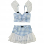 Naiste bikiinide ujumistrikoo komplekt, elegantne uus korea t&uuml;drukute polsterdatud monokini-ujumisriided suvepuhkus, kaks osa Seksikad bikiinid, vintage, uus S sinine