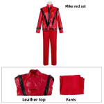 Michael Jacksoni cosplay kost&uuml;&uuml;m punane nahktagi ja p&uuml;ksid lavaesinejatele Adult M red