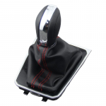 Automaatne vasakpoolse rooliga auto stiilitarvikud K&auml;igukangi nupp Nahast k&auml;igukangi saapa krae korpus Volkswagen Passat B8 AT DSG 3GD713203 jaoks Chrome Red Stitch