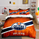 Edmonton Oilers Voodipesukomplekt  Voodipesu Tekikoti Komplekt Tekikott Padjap&uuml;&uuml;rid  (1 * Tekikott 2 * Padjap&uuml;&uuml;ri, ilma tekita) 135x200cm orange