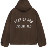 Fear of God Essentials Tekstuuriga Nailonist Kapuutsiga Treenerijakk Pruun Meeste &Uuml;ler&otilde;ivad 201HO246375F M