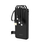 Powerbank Dudao K11 10000mAh sisseehitatud kaablitega - must