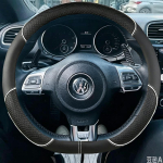 Volkswagen VW Golf 6 GTI MK6 VW Jetta GLI Golf R20 Tiguan R-Line jaoks Punutud Suede Auto Roolikate Kaitseaksessuaar valge