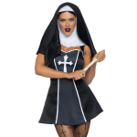Halloweeni nunna cosplay kost&uuml;&uuml;m, tume stiil, puhas soov, &uuml;htne komplekt, naistele, pidu 8836 Nun Costume No Stockings brown
