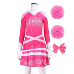 Zombies 3 Addison Cheerleader Cosplay Kost&uuml;&uuml;mid Naistele Koolivorm Pikkade Varrukatega Roosa Kleit Cheerleading Pompomitega Halloweeni Peo R&otilde;ivastus M pink