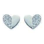 Les Tr&eacute;sors De Lily [D6771] - Boucles Argent 'Love Cristal' blanc argent&eacute; (rhodi&eacute;) - 7x9 mm h&otilde;be