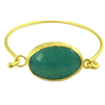 Les Tr&eacute;sors De Lily [Q9824] - Bracelet artisanal 'Cl&eacute;opatra' vert dor&eacute; - 56 mm 25x18 mm roheline