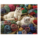 Teemantmaaling Teemanttikandid L&otilde;uendikunst Armsad kassipojad L&otilde;ng T&auml;ielik &uuml;mmargune uusaastakaunistus 20X30CM