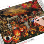 Teemantmaaling Halloweeni t&auml;isruudu puur K&auml;sit&ouml;&ouml; teemanttikandid k&otilde;rvitsa kunst kivist multifilm kodukaunistus Full Round (20X30CM)