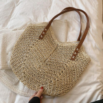 Naiste rotangist &otilde;lakott Kvaliteetne k&auml;sitsi valmistatud kootud rannak&auml;ekotid Naistele Suure mahutavusega &otilde;lgkotid 26x1x35cm beež