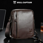 BULLCAPTAIN Meeste Crossbody kott Meeste &Otilde;lakotid T&otilde;mblukud K&auml;ekotid Suure mahutavusega ehtsast nahast kott meeste k&auml;ekottidele pruun