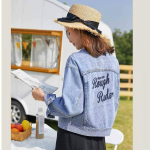 Teksajakk T&uuml;drukute &Otilde;pilane Lahtine S&uuml;gisene Kevad- ja S&uuml;gisriided Tikitud teksajakk naistele XL