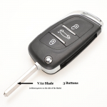 2 nuppu / 3 nuppu CE0523 Modifitseeritud klapitav kokkuklapitav v&otilde;tmekest VA2 labaga/HU83 teraga, sobib Peugeot 306 407 807 Partner/Citroen C2 C3 C4 C6 C8 jaoks 3 Buttons VA2 Blade