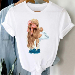 Naiste riided vabaajaprinteriga T-s&auml;rk, akvarell, t&uuml;druk, armas suvine moodne t-s&auml;rk L&uuml;hikeste varrukatega naiste graafiline T-s&auml;rk M