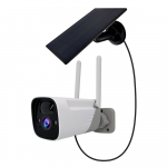 2MP WiFi-akuga turvakaamera juhtmevaba 1080p koduvalvekaamera v&auml;listingimustes p&auml;ikeseenergia kaameraga valge